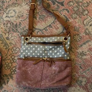 Stylish Brown and Gray Star Patterned Women's Bag